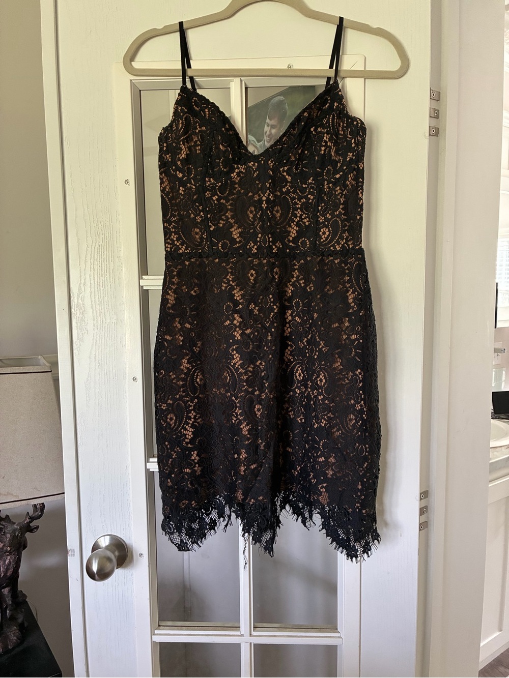 For Love And Lemons Black Lace Mini Dress with Nude Lining